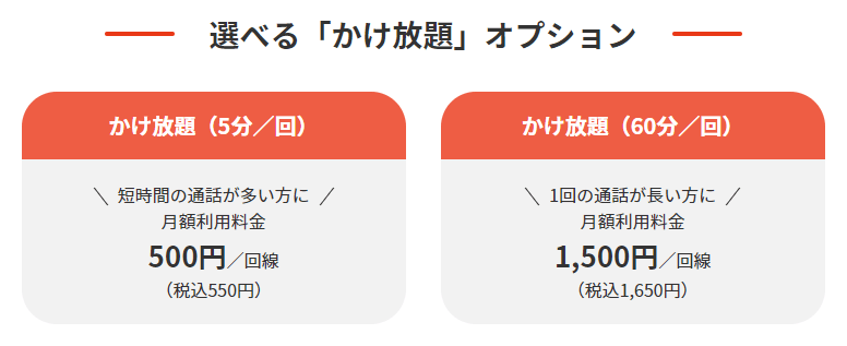 選べる「かけ放題」オプション
